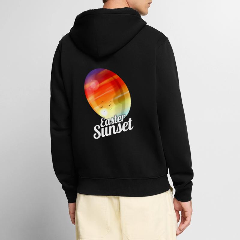 Easter Sunset Painted Easter Egg For Egg Hunt On Unisex Premium Bio Zip Hoodie
