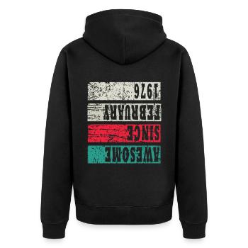 Fantastisch seit 1976 Geburtstag - Unisex Premium Bio Zip Hoodie - Schwarz - Hinten - Nico (187cm)
