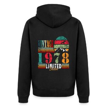 Fantastic since 1978 birthday - Unisex Premium Organic Zip Hoodie - black - Back - Nico (187cm)