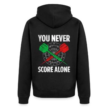 You Never Score Alone - Unisex Premium Bio Zip Hoodie - Schwarz - Hinten - Nico (187cm)