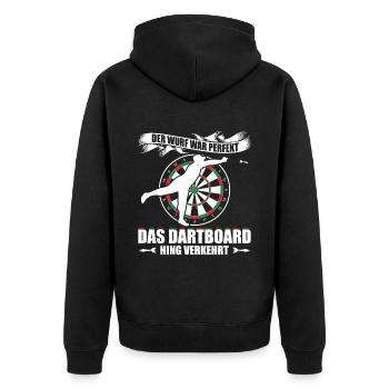 Der Wurf War Perfekt Das Dartboard Hing Verkehrt - Unisex Premium Bio Zip Hoodie - Schwarz - Hinten - Nico (187cm)