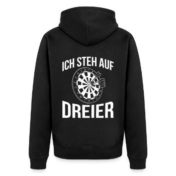 Ich Steh Auf Dreier - Unisex Premium Bio Zip Hoodie - Schwarz - Hinten - Nico (187cm)