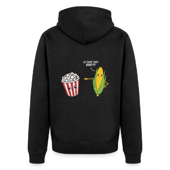 Popcorn - Unisex Premium Bio Zip Hoodie - Schwarz - Hinten - Nico (187cm)