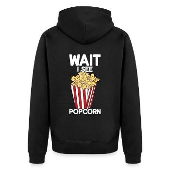 Popcorn - Unisex Premium Organic Zip Hoodie - black - Back - Nico (187cm)