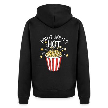 Popcorn - Unisex Premium Bio Zip Hoodie - Schwarz - Hinten - Nico (187cm)