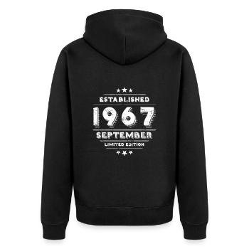 Birthday in September 1967 - September - Unisex Premium Organic Zip Hoodie - black - Back - Nico (187cm)
