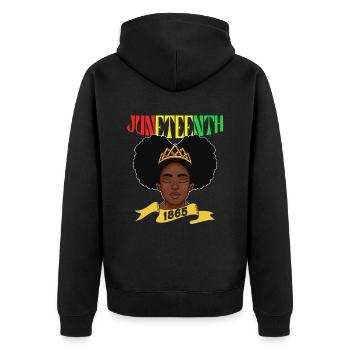 Juneteenth 1865 Afrika Black African American - Unisex Premium Bio Zip Hoodie - Schwarz - Hinten - Nico (187cm)