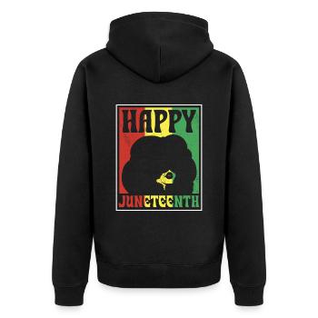 Fröhlicher Juneteenth African American 1865 Black - Unisex Premium Bio Zip Hoodie - Schwarz - Hinten - Nico (187cm)