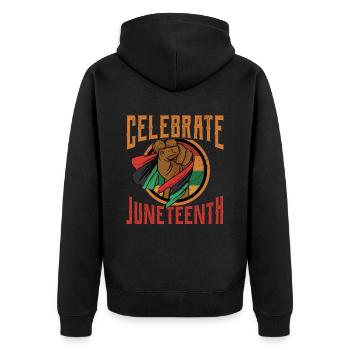 Feiert Den Juneteenth African American Black 1865 - Unisex Premium Bio Zip Hoodie - Schwarz - Hinten - Nico (187cm)