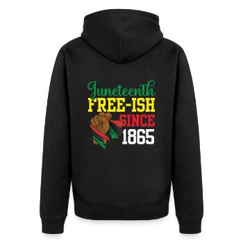 Juneteenth Free Ish depuis 1865 Afrique noire - Veste à capuche bio Premium Unisexe - noir - Dos - Nico (187cm)