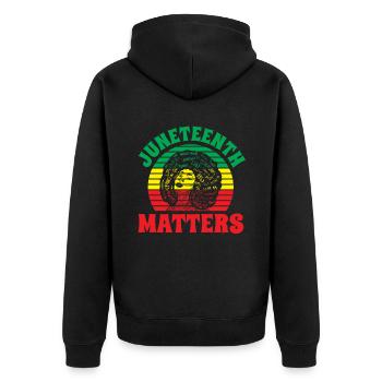 Juneteenth Matters 1865 Afro-Américain Noir - Veste à capuche bio Premium Unisexe - noir - Dos - Nico (187cm)