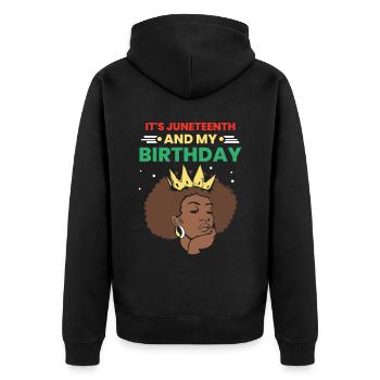 Es Ist Juneteenth Und Mein Geburtstag 1865 Black - Unisex Premium Bio Zip Hoodie - Schwarz - Hinten - Nico (187cm)