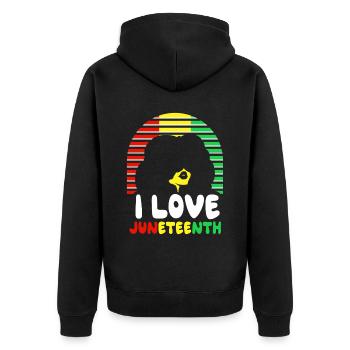 Ich Liebe Den Juneteenth Black African American - Unisex Premium Bio Zip Hoodie - Schwarz - Hinten - Nico (187cm)