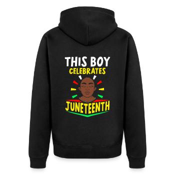This Boy Celebrates the Juneteenth Black 1865 - Unisex Premium Organic Zip Hoodie - black - Back - Nico (187cm)