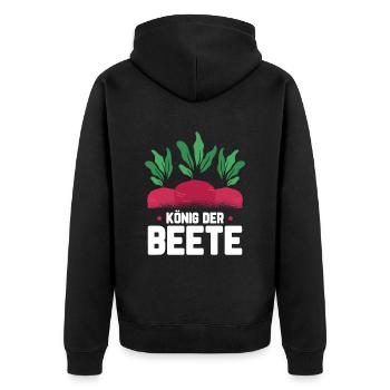 Hobbygärtner Garten König - Unisex Premium Bio Zip Hoodie - Schwarz - Hinten - Nico (187cm)