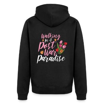 Tulpen Paradies Tulpen - Unisex Premium Bio Zip Hoodie - Schwarz - Hinten - Nico (187cm)