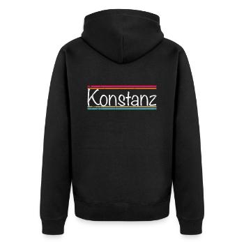 Konstanz - Unisex Premium Bio Zip Hoodie - Schwarz - Hinten - Nico (187cm)