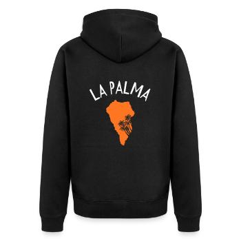 La palma - Unisex Premium Bio Zip Hoodie - Schwarz - Hinten - Nico (187cm)
