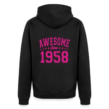Awesome Since 1958 Birthday 1958 Vintage 1958 - Unisex Premium Organic Zip Hoodie - black - Back - Nico (187cm)