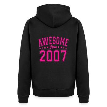 Awesome Since 2007 Birthday 2007 Vintage 2007 - Unisex Premium Organic Zip Hoodie - black - Back - Nico (187cm)