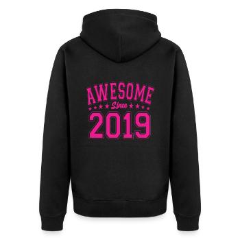 Awesome Since 2019 Birthday 2019 Vintage 2019 - Unisex Premium Organic Zip Hoodie - black - Back - Nico (187cm)