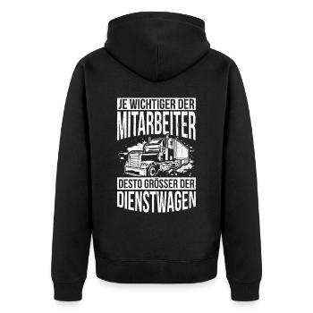 Trucker LKW bester Mitarbeiter Lastkraftwagenfahre - Unisex Premium Bio Zip Hoodie - Schwarz - Hinten - Nico (187cm)