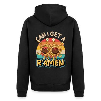 Spaghetti volant Monster FSM Retro - Veste à capuche bio Premium Unisexe - noir - Dos - Nico (187cm)