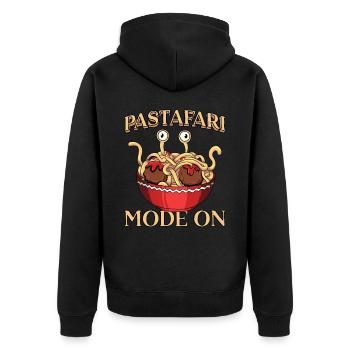 Flying Spaghetti Monster FSM Pastafarian - Unisex Premium Organic Zip Hoodie - black - Back - Nico (187cm)
