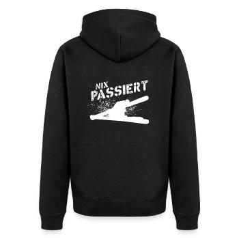 Nix passiert Skifahren Biathlon Langlauf - Unisex Premium Bio Zip Hoodie - Schwarz - Hinten - Nico (187cm)