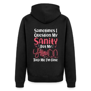Knitting Knitter Sometimes I - Unisex Premium Organic Zip Hoodie - black - Back - Nico (187cm)