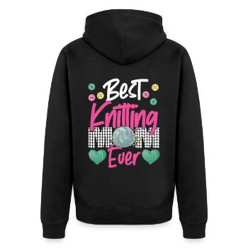 Knitting Knitter Mom Best Knitting - Unisex Premium Bio Zip Hoodie - Schwarz - Hinten - Nico (187cm)