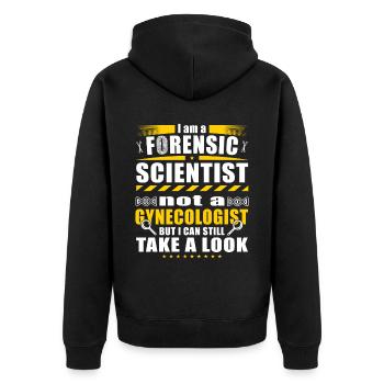 Ich bin Forensischen Wissenschaftler - Unisex Premium Bio Zip Hoodie - Schwarz - Hinten - Nico (187cm)