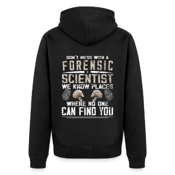 Kriminologie - Forensischer Wissenschaftler - Unisex Premium Bio Zip Hoodie - Schwarz - Hinten - Nico (187cm)
