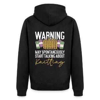 Knitting Knitter Warning May - Unisex Premium Bio Zip Hoodie - Schwarz - Hinten - Nico (187cm)