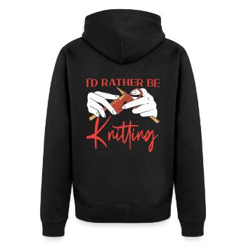Knitting Knitter I'd Rather Be - Unisex Premium Organic Zip Hoodie - black - Back - Nico (187cm)