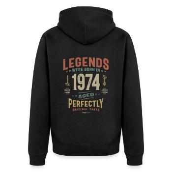 1974 Birthday 49 Years Old - Unisex Premium Organic Zip Hoodie - black - Back - Nico (187cm)