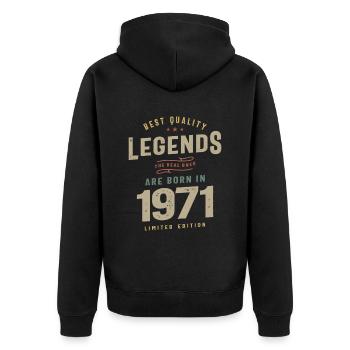 1971 Birthday 52 Years Old - Unisex Premium Organic Zip Hoodie - black - Back - Nico (187cm)