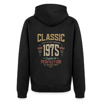1975 Birthday 48 Years Old - Unisex Premium Organic Zip Hoodie - black - Back - Nico (187cm)