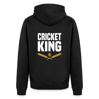 Cricket Spieler sport - Unisex Premium Bio Zip Hoodie - Schwarz - Hinten - Nico (187cm)