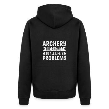 Archery The Answer To All Lifes Problems - Unisex Premium Organic Zip Hoodie - black - Back - Nico (187cm)