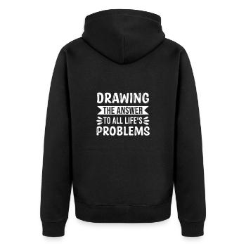 Drawing The Answer To All Lifes Problems - Unisex Premium Organic Zip Hoodie - black - Back - Nico (187cm)