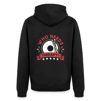 Snare Drum Who Needs Therapy Instrument Drummer - Unisex Premium Bio Zip Hoodie - Schwarz - Hinten - Nico (187cm)