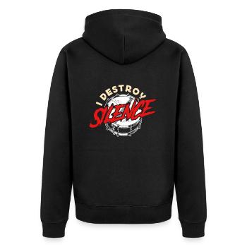 Snare Drum I Destroy Silence Marching Band Drummer - Unisex Premium Bio Zip Hoodie - Schwarz - Hinten - Nico (187cm)