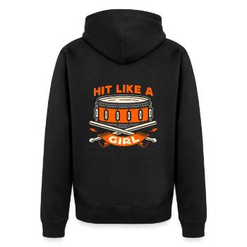 Snare Drum Hit Like A Girl Marching Band Drummer - Unisex Premium Bio Zip Hoodie - Schwarz - Hinten - Nico (187cm)