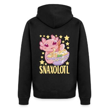 Anime Ramen Axolotl - Unisex Premium Bio Zip Hoodie - Schwarz - Hinten - Nico (187cm)