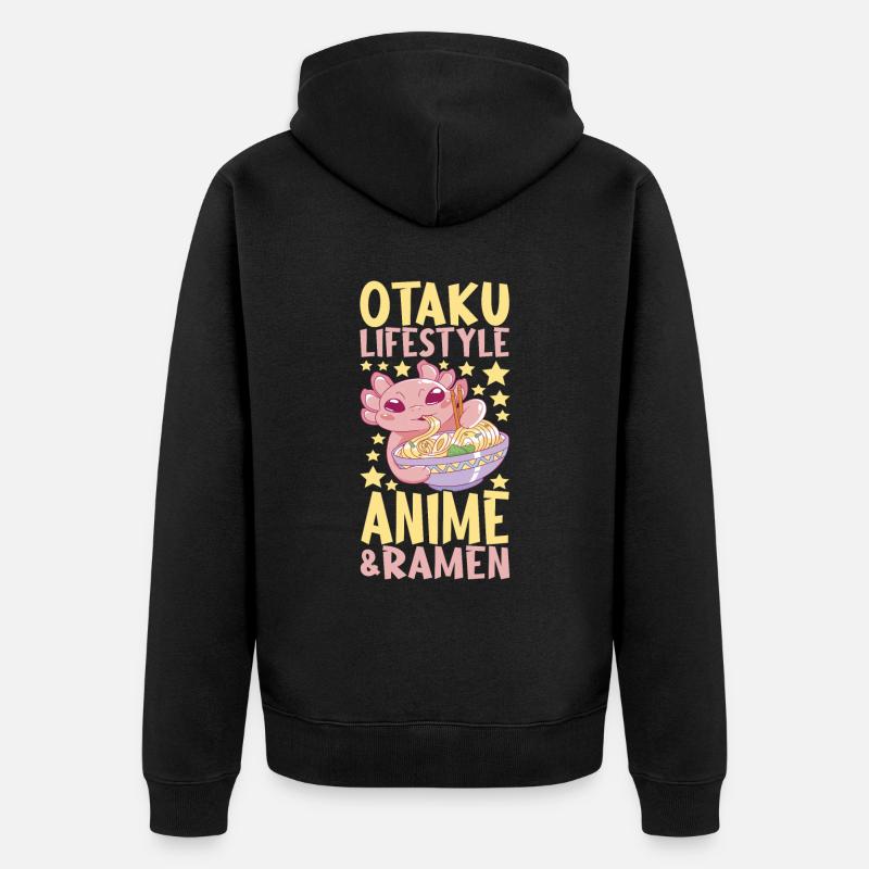 Anime Ramen Axolotl - Veste à capuche bio Premium Unisexe - noir