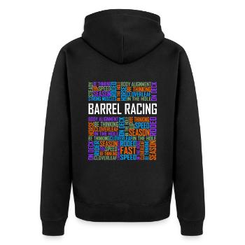 Barrel Racing - Words - Unisex Premium Organic Zip Hoodie - black - Back - Nico (187cm)
