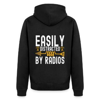 Ham Radio Ham Radio Operator - Unisex Premium Organic Zip Hoodie - black - Back - Nico (187cm)