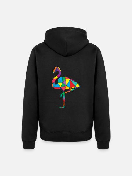 Flamingo Polygon Wild Animal - Unisex Premium Organic Zip Hoodie - black