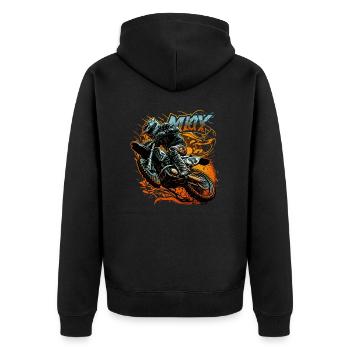 Through the Flames - Epic Motocross Adventure - Unisex Premium Organic Zip Hoodie - black - Back - Nico (187cm)